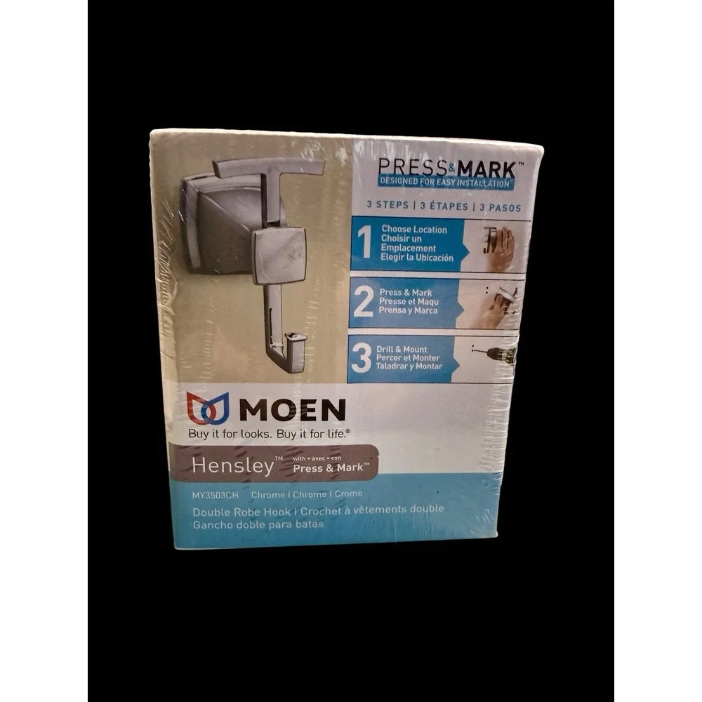 MOEN Hensley Double Robe Hook Spot Resist-Brushed Nickel - MY3503CH  SEALED PKG